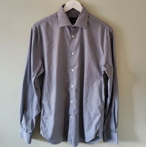 John Varvatos 15 Luxury Old Money  Herringbone Preppy Button Down Dress Shirt